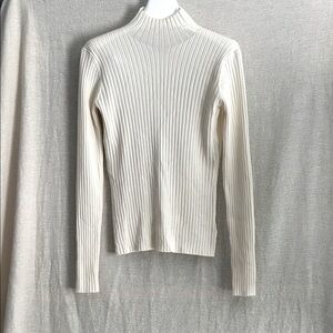 Dion Lee Cream Ribbed Open Back Merino Wool Blend Knit Top